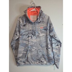 Under Armour ColdGear Camo Hoodie Blue Grey Orange Size L/XL. No Tag
